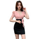 皮尔卡丹（pierre cardin）夜场上班衣服性感连衣裙KTV礼服按摩足浴技师工作服包臀裙 3882黑色 S 建议80-95斤