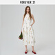 FOREVER21无袖连衣裙女2025年夏季新款法式度假风清新印花甜美休闲背心长裙 花灰米色 M