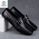 Woodpecker hollow beans shoes for men, new summer breathable men imitation leather business casual leather shoes men's leather sandals MT9905a-black 38