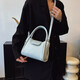 Mode Leder Eimer-Tasche One-Shoulder Handheld Crossbody Tasche große Kapazität Casual Crossbody Bag Blau