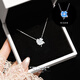 Twinkle Angel luminous four-leaf clover necklace female shell sweet girl bow clavicle chain Valentine's Day birthday gift for girlfriend ice blue four-leaf clover necklace