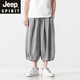 Jeep (Jeep) Linn Pantalon recadré pour hommes Chinois Lâche mince Pantalon Harem Youth Summer Summer Shorts décontractés de coton de grande taille Black XL (130-145Jin [Jin est égal à 0,5 kg])