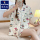 Woodpecker Japanese ins Xiaoxin pajamas for women in summer short-sleeved pure cotton three-piece set 2025 new cute student home clothes #FS-three-piece set 14135 L [95-112Jin[Jin equals 0.5 kg]]