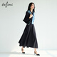 
Eifli (eifini) Eifli anti-wrinkle TR color spinning slim and stretch out the wave skirt hem waist beef tendon comfortable women's skirt 2025 autumn new style Navy M