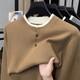 High-end Henry collar sweater long-sleeved bottoming shirt for men autumn and winter fashion versatile trendy inner sweater line top BB5185 Khaki XL recommended 145-160 Jin Jin equals 0.5 kg
