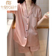 
Modal-sensing pajamas for women in summer ice silk shorts, silk, thick home clothes, summer internet celebrity style suit, light yellow #YX-9214 M [75-98]Jin[Jin equals 0.5 kg]