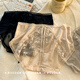 Demon Fox Women's Underwear Sexy Lace 4 Pack Pure Desire Lace Underwear Female Sexless Mulberry Silk Bottom Crotch Girls 2 Y3899-Light Pink + Green + Skin Tone + Black L Suitable for 80-120Jin [Jin equals 0.5 kg]