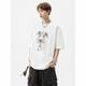 POUM men's summer personalized printed short-sleeved T-shirt trendy brand simple and versatile fashionable loose casual round neck top CQS-1480 black M