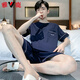 
Yalu high-end pajamas for men in summer pure cotton shorts for youth summer thin casual large size for outdoor wear HD-9928 L