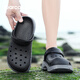 Zapatos de yierkang agujeros zapatillas de gran tamaño para hombres no salpican al aire libre zapatos de playa de la playa de la playa de la cabeza transpirable sandalias casuales negros 44