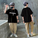 
Cool Chapter (KUZHANG) Boys Cool Summer Suit Set 2025 Children's Handsome Fashionable Short Sleeve Trousers Big Children's Summer Internet Celebrity Street Trendy Clothing 9767 Black 100 Cotton Short Sleeve Top 120 CM