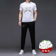 JEEP SPIRIT casual suit men's summer short-sleeved mulberry silkworm ice silk handsome match with Korean style fashion print trend 9227 black XL 175