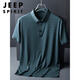 Jeep Spirit Dad Summer Ice Silk Fot Forted Fit Men Men Men Summer Middle-Aged Polo Рубашка поло в среднем кармане.