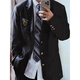 An Chuxia dk uniform college style suit suit men's loose handsome student graduation season adult dress badge suit jacket black suit + white shirt + casual trousers + tie XL + badge recommended 120-140Jin Jin equals 0.5 kg