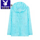 Playboy (PLAYBOY) fashionable sunscreen clothes for women short hooded outer thin coat 2025 summer new fashionable age-reducing breathable sunscreen clothes blue XL 120-130Jin [Jin equals 0.5 kg]
