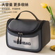 Cambodia-Chongqing cosmetic bag, portable travel large capacity, simple portable toiletry and skin care product storage bag for women, large capacity, black semi-circle flip cosmetic bag