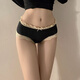 Victoria's sexy underwear for women's pure cotton full cotton crotch 2025 new lace mid-waist sports girl briefs 6628 black + 046 black 2 pieces, one size [suggested 80-130Jin [Jin equals 0.5 kg]]