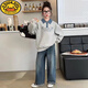 
G.DUCKKIDS girls sweatshirt 2025 spring and autumn new fashionable and fashionable mid-large children internet celebrity street denim girl autumn top gray 150 cm suitable for 140-150 cm age 9-10 years old