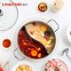 Lingfeng hot pot Yuanyang pot thickened 304 stainless steel pot three-layer steel cooking pot induction cooker gas stove universal gathering series for 4-7 people 5.5L 28cm