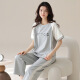 Yalu 2025 Neue Frauen Pure Cotton Pyjamas Set Summer Kurzärmelige Hosen koreanische Baumwollkleidung im koreanischen Stil für Frauen im zweiteiligen Großhandel 9721 m