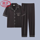 Langsha (Langsha) Pyjama en coton pur pour les pantalons à manches à manches courts pour hommes pour hommes pour les adolescents d'été masculins et combinaison décontractée G3884 Pantalon à manches bleues 2xl [recommandé 140-160jin [Jin est égal à 0,5 kg]]