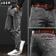 Jeep Spirit2025 Neue Jeans Männer schlanke kleine Füße sommerliche Herrenhosen Sommer dünne Hose mit geraden Beinen Herrenhosen SSNZ-6636 Grau [Frühlings- und Herbststil ohne Samt] 32