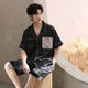 
Langsha pajamas men's ice silk short-sleeved summer thin large-size home clothes can be worn outside in summer cool plaid 2025 new style WR13077 men's L