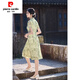 皮尔卡丹（PIERRE CARDIN）新中式改良旗袍2025新款夏季少女年轻款中国风日常奥黛连衣裙短款 绿色 HM7027 2XL