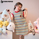 Little Pig Banner Girls Girls Summer Streifen Retro Weste Rock Neues Baby Kinder All-Match T-Shirt Kleid LOSSER BLOEL STRIP ROCK 160 Empfohlene Höhe 150-160 cm