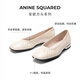 ECCO-Single-Schuhe für Frauen Ni Ni's gleicher Stil wie Schaffell mit einbeinigem quadratischem Zehenleichter Mund flach niedriger Absatzschuhe Anni 208553 Grau 20855301378 Sommer Empfohlene Farbe 37