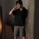 
Langsha pajamas men's ice silk short-sleeved summer thin large-size home clothes can be worn outside in summer cool plaid 2025 new style WR13077 men's L