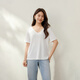 
Fiber Show [Simple V-neck Soft and Skin-friendly and Slim T-shirt] Large Size Women's Fat mm2025 Summer New Style 1473 Beige 6XL