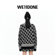 We11done neutrale Männer und Frauen gleicher Stil 22 Herbst- und Winter Neue Produktbrief Logo Druck warm loser runder Nackenpullover offizielles Flaggschiff Schwarz S