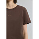 
LILY2025 summer new women's clothing retro simple basic embroidery casual versatile front shoulder round neck short-sleeved T-shirt 701 brown S