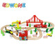 Modèle d'assemblage pour enfants en bois Electric Magnetic Remote Control Train en bois Track Track Train Train Train Train 70 pièces Grane de mine électrique + boîte de couleur Configuration standard officielle