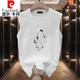 Pierre Cardin Summer Brand redonda de cuello redondo Camiseta sin mangas Vest American Chalecy Fitness Creative Cotton Pure Loose Black [Pequeña imagen en el lado delantero izquierdo del chaleco K1098 Dos piezas s Recomendado 70-80 Jin [Jin iguala 0.5 kg]