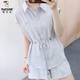 
Woodpecker Fashion Set Women's 2025 Summer Fashion Casual Korean Style Shirt Shorts Two-Piece Pants Set Sky Blue Two-Piece 2XL Recommended 121-135Jin [Jin equals 0.5 kg]