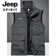 
JEEP SPIRIT high-end brand 2025 spring and autumn vest men multi-pocket middle-aged and elderly photography vest casual fishing workwear horse clip men gray M