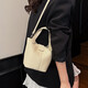 Korean new handbag food basket simple and versatile women's bag temperament and fashionable one-shoulder crossbody bucket bag rice white