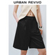 
UR2025 summer new women's clothing style commuting simple and versatile Bermuda shorts UWG650052 black S