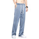 Ran Yilan ist ähnlich wie Zhongshan Dayong Tiansi Jeans Herrenmännchen reguläre trendige Marke Straight Loose Herren Ice Seide Widm-Bein Casual Länge 1048 Gray M 100jin [Jin entspricht 0,5 kg]