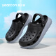 Zapatos de yierkang agujeros zapatillas de gran tamaño para hombres no salpican al aire libre zapatos de playa de la playa de la playa de la cabeza transpirable sandalias casuales negros 44