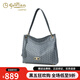 Goldlion leichte Luxus Retro Frauenbeutel Bucket Bag 2025 Neue Kapazitäts -Umhängetasche Mode Pendler -Achselhöhlen -Tasche Trendy Schwarz