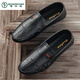 Woodpecker Spring and Summer 2025 new Doudou shoes men's leather shoes Korean version driving shoes lazy shoes social trend casual men's shoes yellow 9880 42