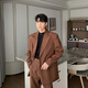 HUALUNDESIGN Autumn and Winter Korean Casual Suit Suit Men's High-end Handsome Loose College Student Suit Matching Set Black Top XL