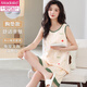 Modal pajamas for women in summer pure cotton sleeveless suspender vest shorts cute cartoon plus size fat mm home clothing two-piece set 9859 2XL (125-145Jin [Jin equals 0.5 kg])