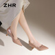 
ZHR nude high heels women's new pointed toe slim heels women's shoes French style commuting shoes BQ117G nude pink 37