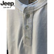 JEEP SPIRIT100棉夏季短袖T恤男纯棉宽松半开衫休闲亨利领白色百搭五分袖衣服 白色 【5K612】 XL 适合140-160斤穿