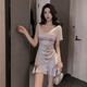 颂曼蒂技师工作服性感小个子连衣裙女深V礼服足疗足浴包臀夜场穿 3883黑色 S 建议80-95斤