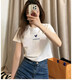 潮流t恤女2025新款设计感小众正肩短款t恤女夏季欲短袖宽松棉上衣 ke白色693 M 100斤以内
